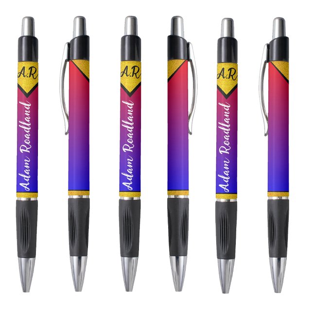 Affordable Initial Monogram Name, Modern Luxury Pen (contemporary color scheme with personalized monogram details)