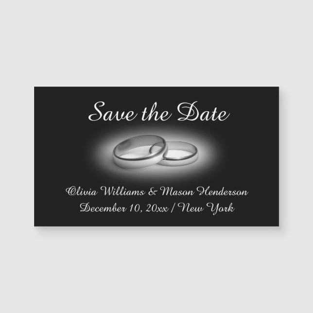 Affordable Save the Date Magnet in Black (Front)