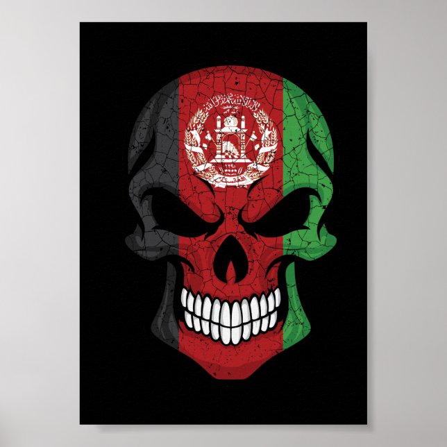 Afganistan Smiling Skull Flag Poster (Front)
