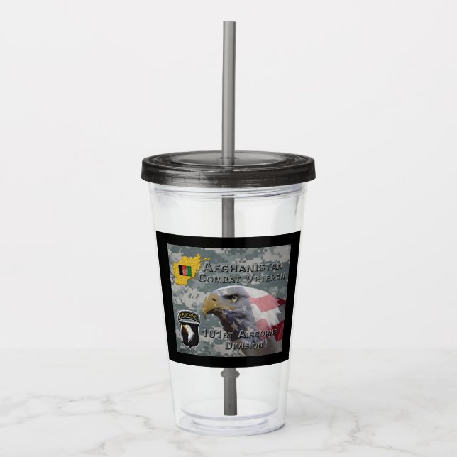 “Afghan Combat Veteran” – 101st Airborne Division Acrylic Tumbler (Front)