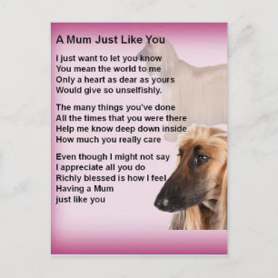 Afghan Designed  -  Mum  Poem Postcard