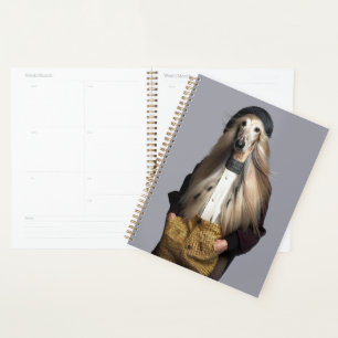 Afghan dog blonde hair in trousers  planner