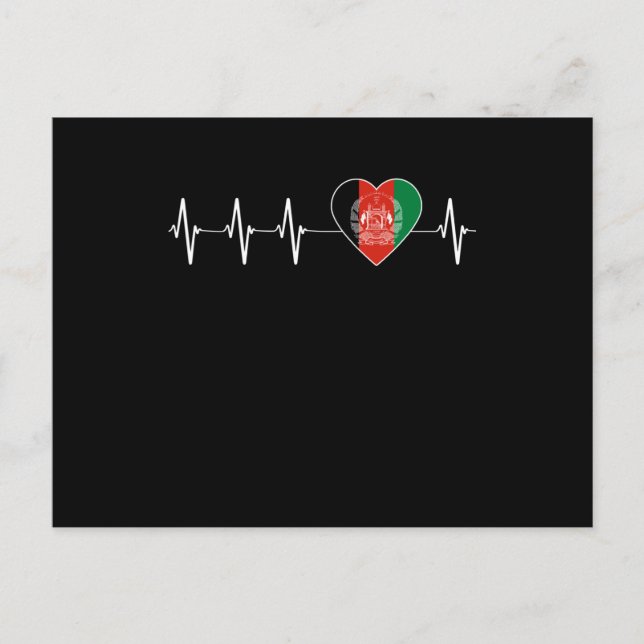 Afghan Heartbeat I Love Afghanistan Flag Heart Postcard (Front)