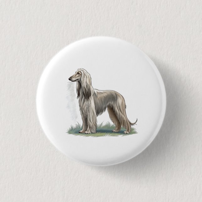 Afghan Hound 1 Inch Round Button (Front)