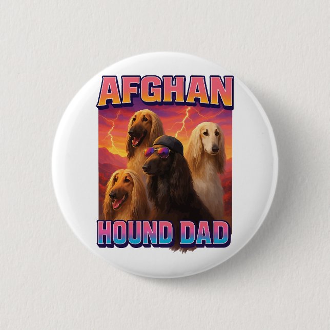 Afghan Hound 2 Inch Round Button (Front)