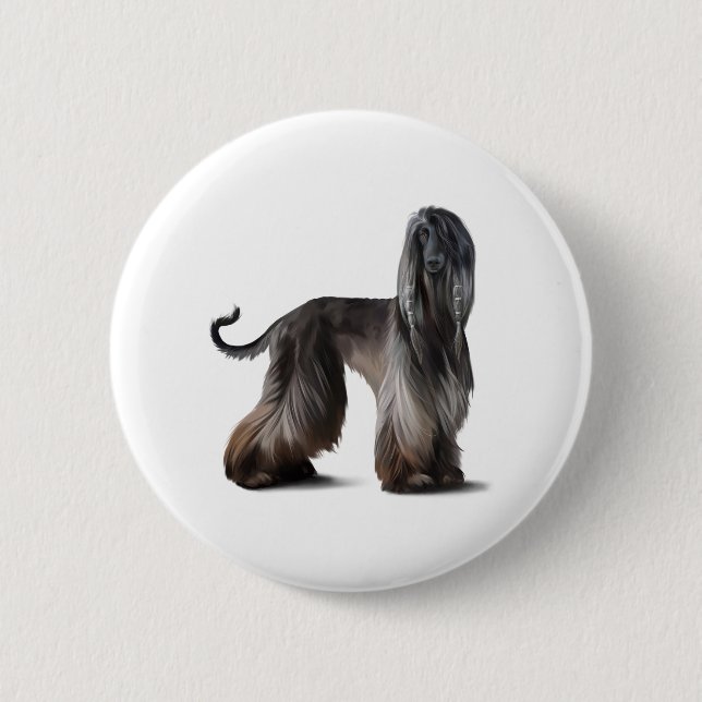 Afghan Hound 2 Inch Round Button (Front)