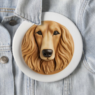 Afghan Hound 3D Inspired 6 Inch Round Button
