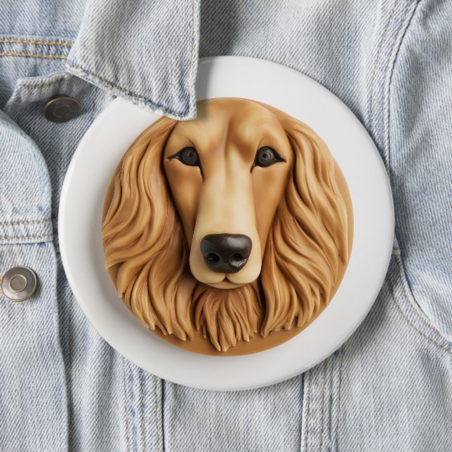 Afghan Hound 3D Inspired 6 Inch Round Button (In Situ)
