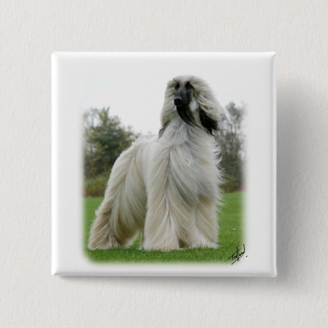 Afghan Hound 9Y247D-025 2 Inch Square Button (Front)