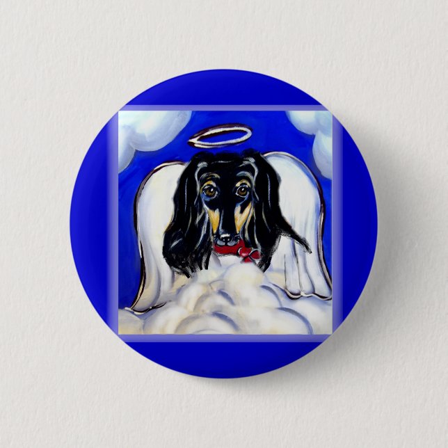Afghan hound angel 2 inch round button (Front)