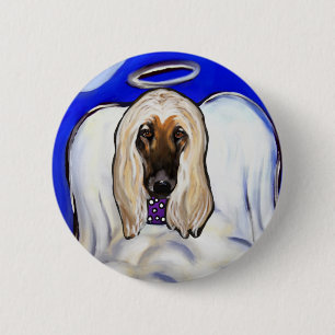 Afghan Hound Angel 2 Inch Round Button