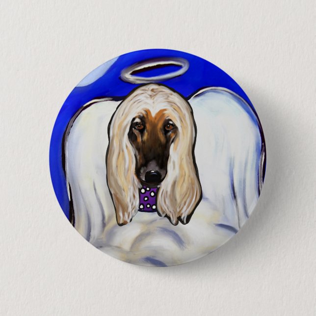 Afghan Hound Angel 2 Inch Round Button (Front)