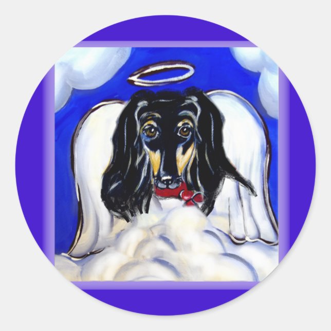 Afghan hound angel classic round sticker (Front)