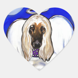 Afghan Hound Angel Heart Sticker