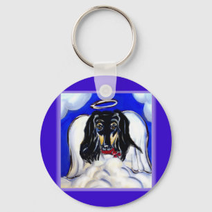 Afghan hound angel keychain