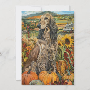 Afghan Hound Autumn Harvest Thanksgiving Dog Holiday Card