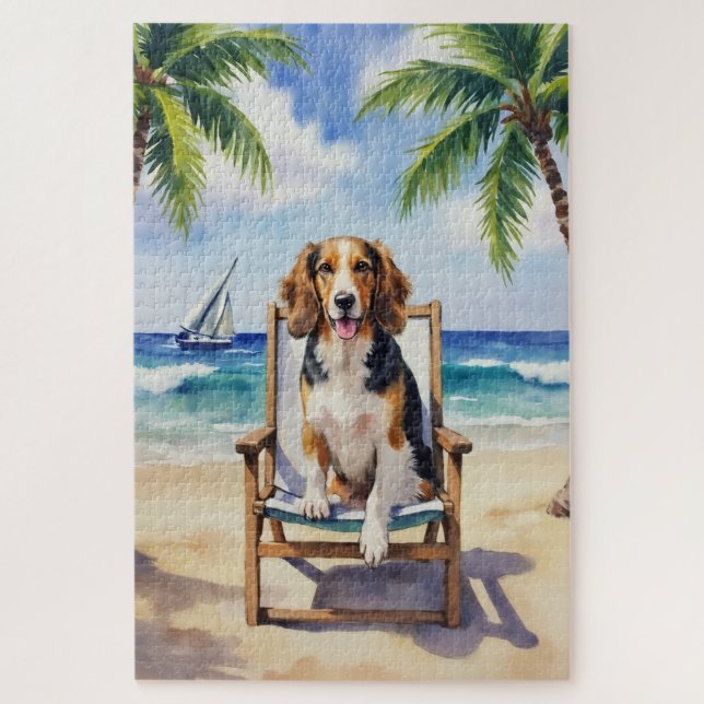 Afghan Hound Beach Scene Jigsaw Puzzle (Vertical)