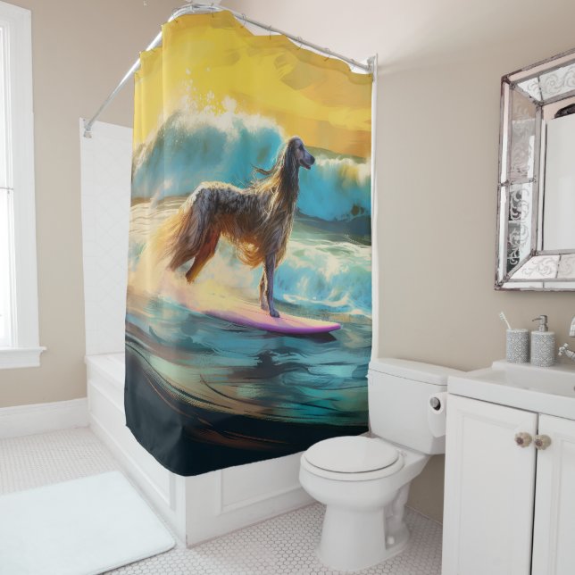 Afghan Hound Beach Surfing Painting  (In Situ)