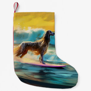Afghan Hound Beach Surfing Painting  Small Christmas Stocking