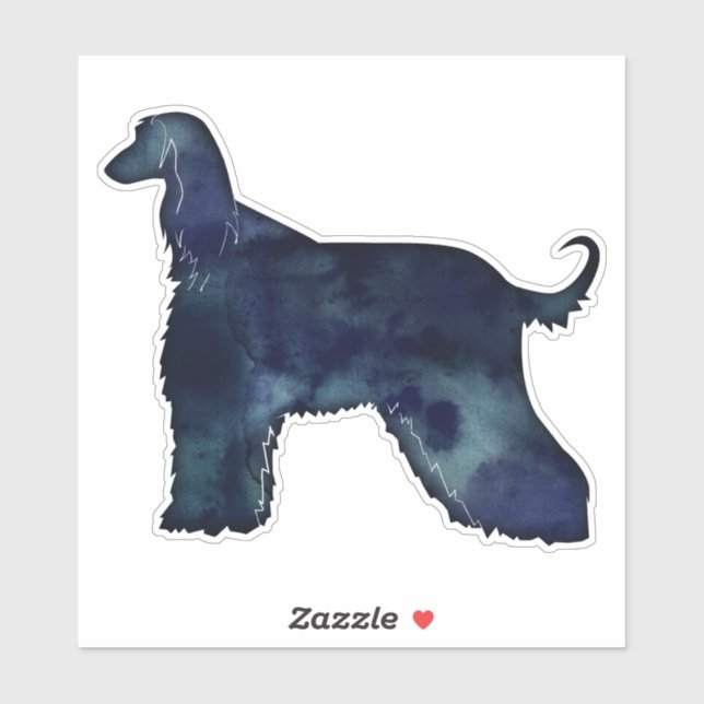 Afghan Hound Black Watercolor Silhouette (Sheet)