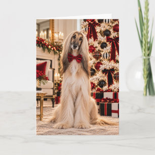Afghan Hound Bow Tie Christmas Card