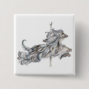 Afghan Hound Carousel Jump 2 Inch Square Button