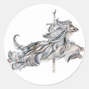 Afghan Hound Carousel Jump Classic Round Sticker