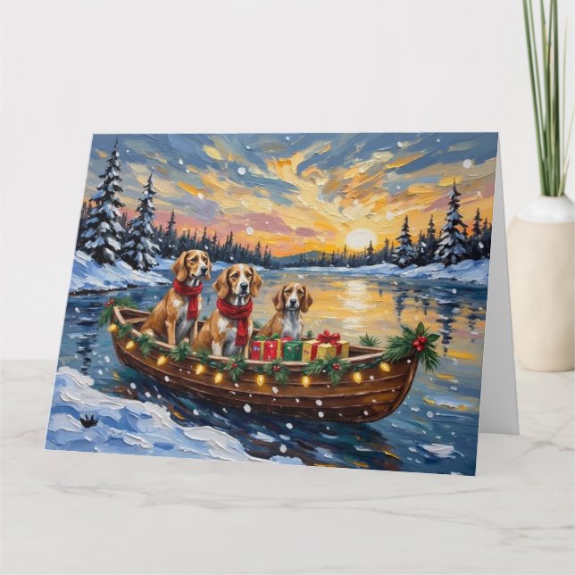Afghan Hound Christmas Boat Holiday Card (Front)