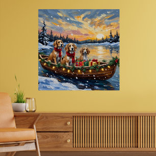 Afghan Hound Christmas Boat Holiday Poster