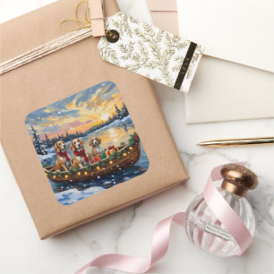 Afghan Hound Christmas Boat Holiday Square Sticker