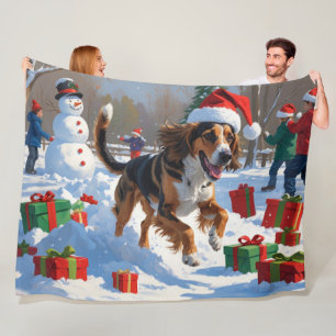 Afghan Hound Christmas Festive Snow Scene Fleece Blanket