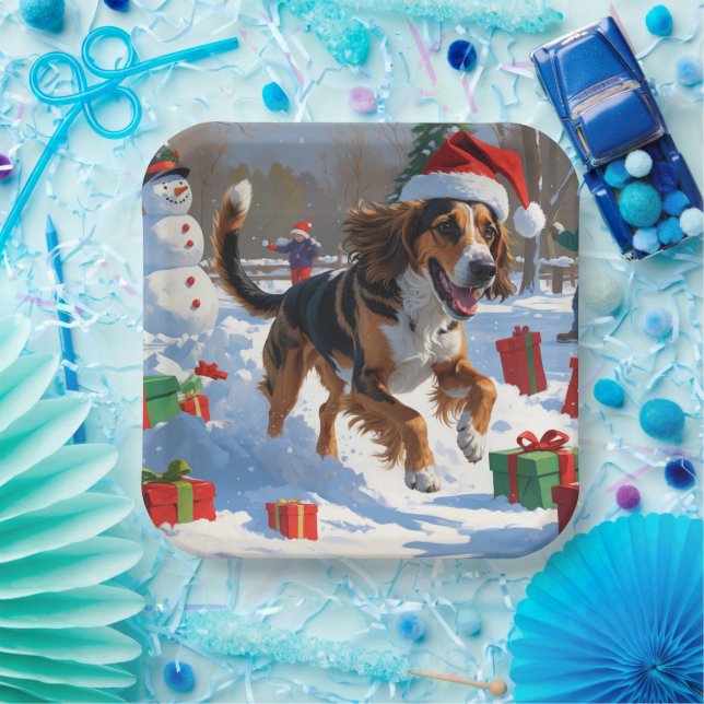 Afghan Hound Christmas Festive Snow Scene Paper Plate (Party)