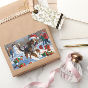 Afghan Hound Christmas Festive Snow Scene Sticker