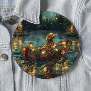Afghan Hound Christmas Festive Voyage 6 Inch Round Button