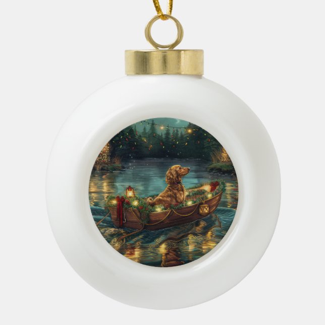 Afghan Hound Christmas Festive Voyage Ceramic Ball Christmas Ornament (Front)