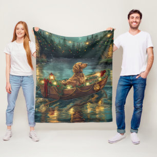 Afghan Hound Christmas Festive Voyage Fleece Blanket