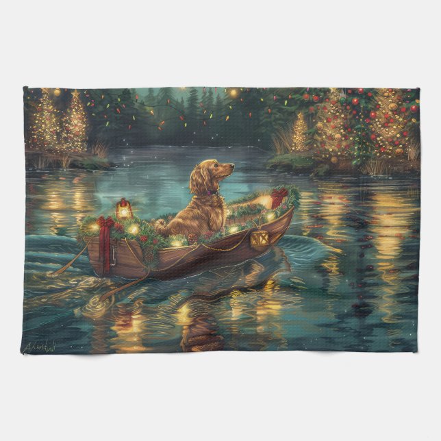 Afghan Hound Christmas Festive Voyage Kitchen Towel (Horizontal)