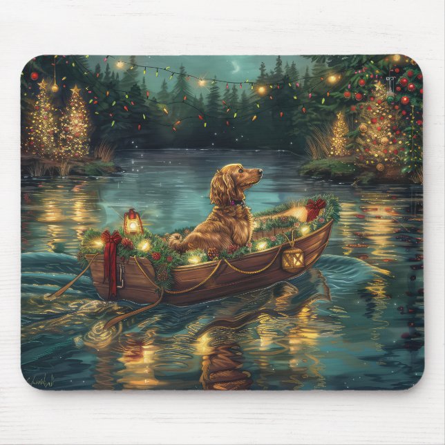 Afghan Hound Christmas Festive Voyage Mouse Pad (Front)