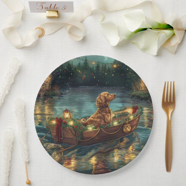 Afghan Hound Christmas Festive Voyage Paper Plate (Wedding)