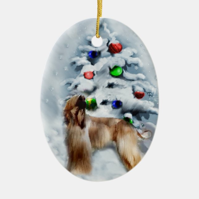 Afghan Hound Christmas Gifts Ornament (Front)