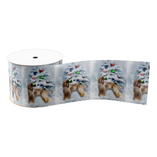 Afghan Hound Christmas Grosgrain Ribbon