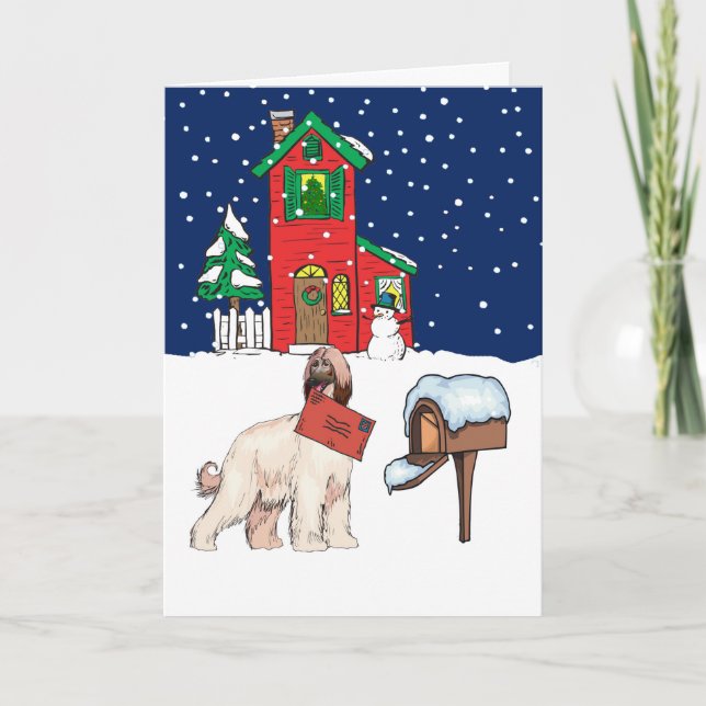 Afghan Hound Christmas Holiday Card (Front)