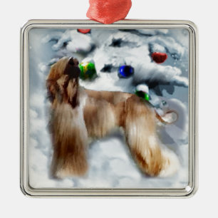 Afghan Hound Christmas Metal Ornament