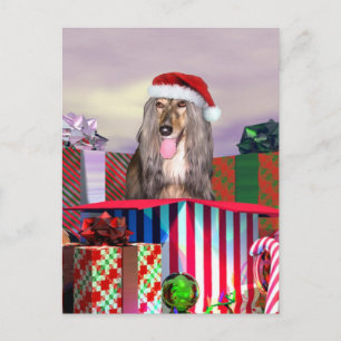Afghan Hound Christmas Surprise Holiday Postcard