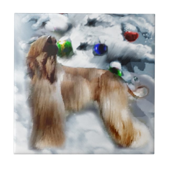 Afghan Hound Christmas Tile (Front)