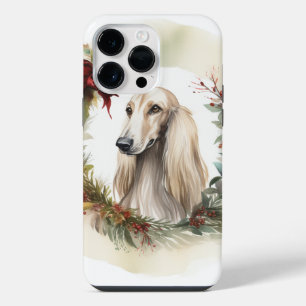 Afghan Hound Christmas Wreath Festive Pup  iPhone 14 Pro Max Case