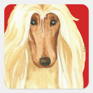 Afghan Hound Colour Block Square Sticker