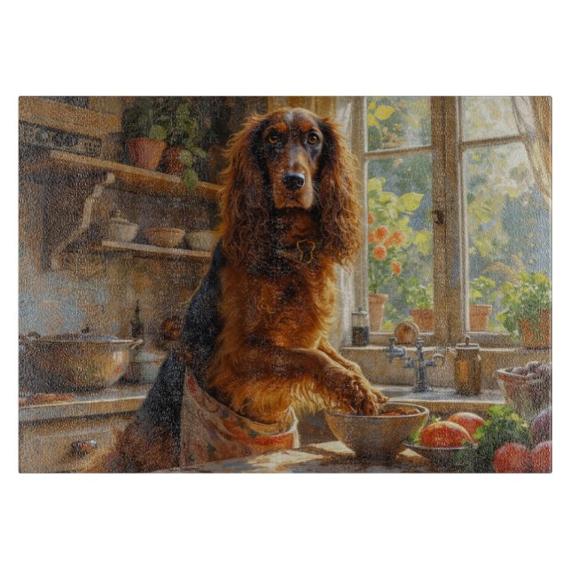 Afghan Hound Cooking in Kitchen Cutting Board (Front)