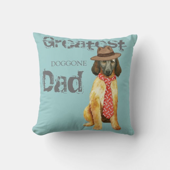 Afghan Hound Dad Throw Pillow (Front)