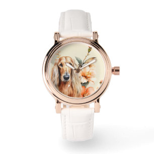 Afghan Hound Dog and Peach Lilies Watch